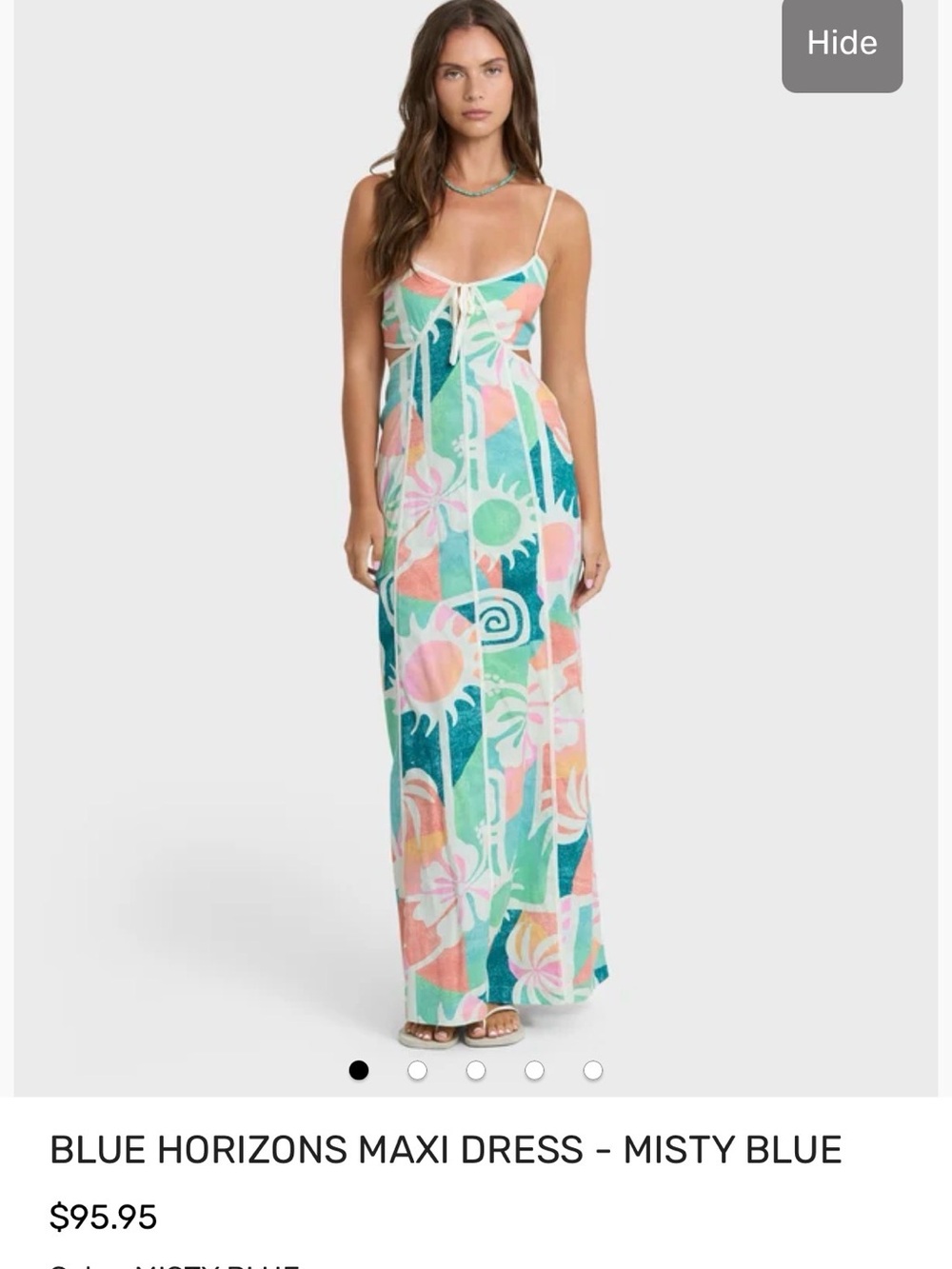 Billabong Pastel Geo Floral Maxi Dress - Teal & Coral